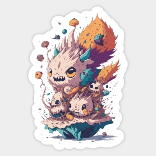 Fierce and Colorful Anime Creatures Sticker